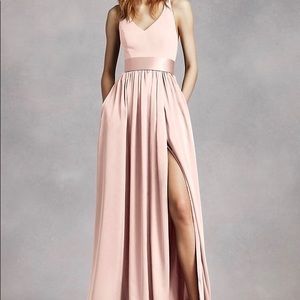 Vera Wang V neck halter dress with sash